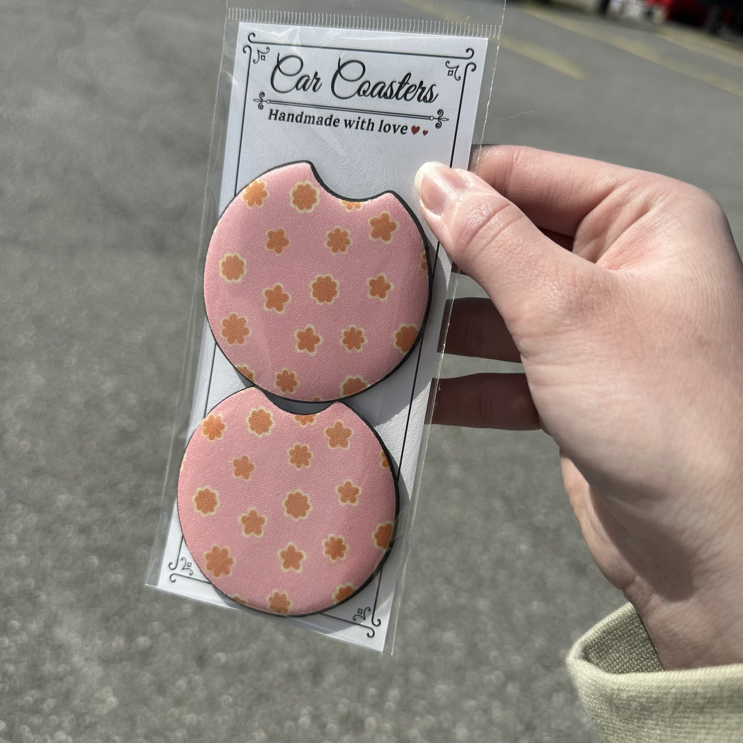 Pink Flower Car Coaster