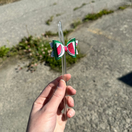 Watermelon Bow Straw Topper