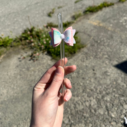 Pastel Skies Bow Straw Topper