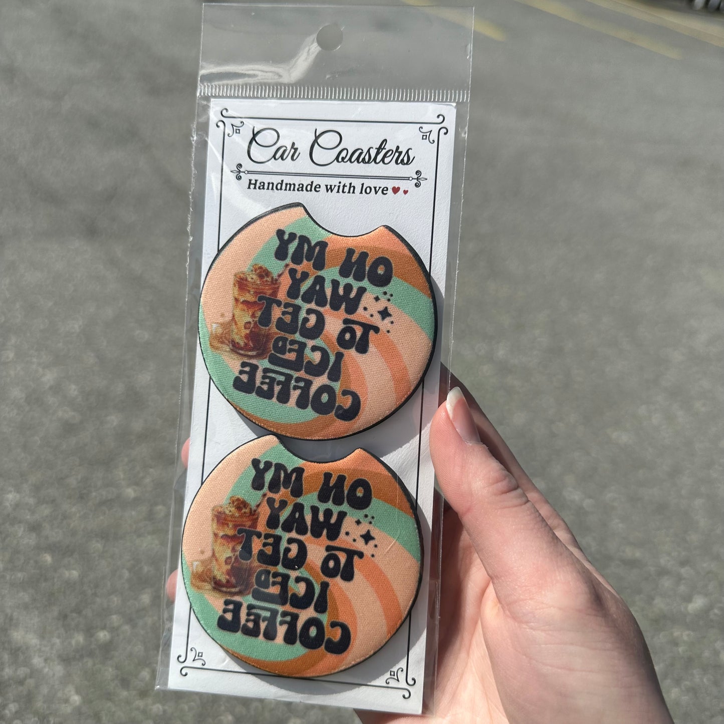 *MISPRINT* On My To Get Iced Coffee Car Coaster (2PK)