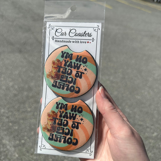 *MISPRINT* On My To Get Iced Coffee Car Coaster (2PK)