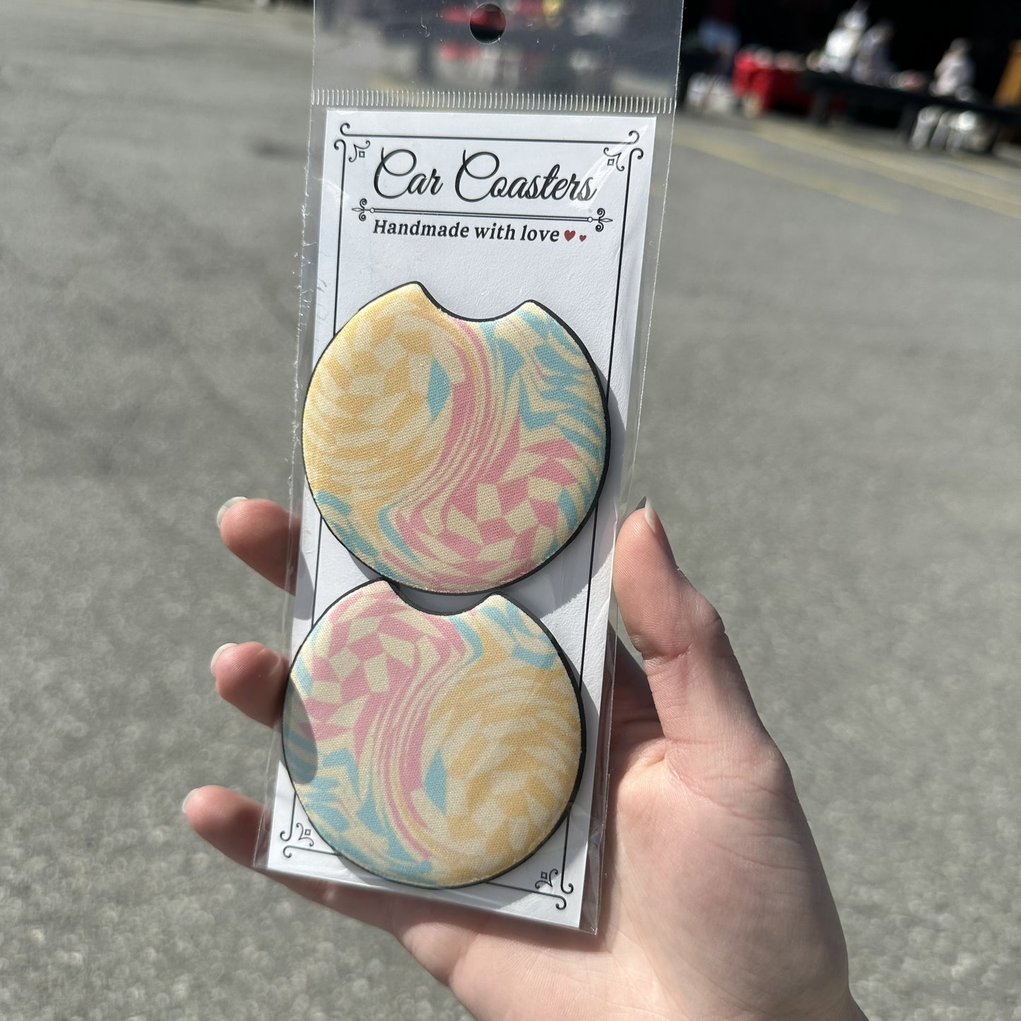 Checkered Swirl Car Coaster